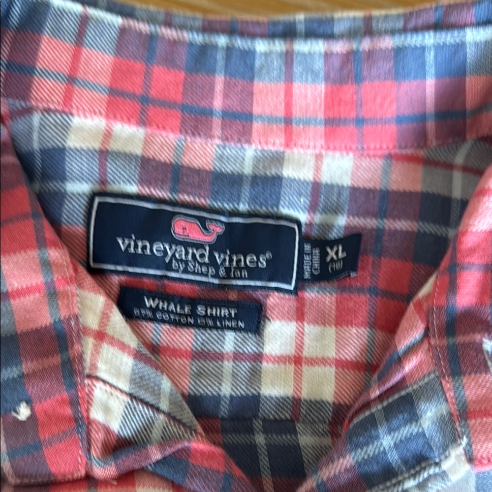 Vineyard Vines XL / 18  Red and Blue Plaid Shirt
